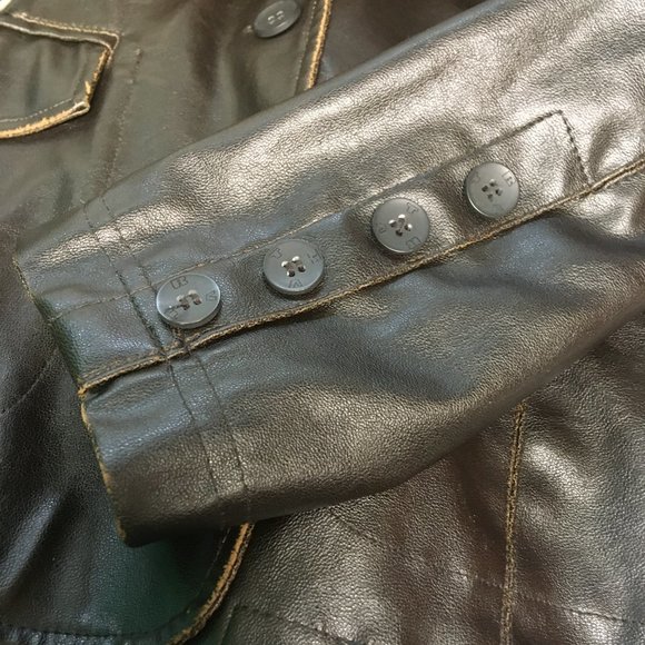 R V T Brown Distressed Faux Leather Jacket  Size Small - Picture 4 of 4